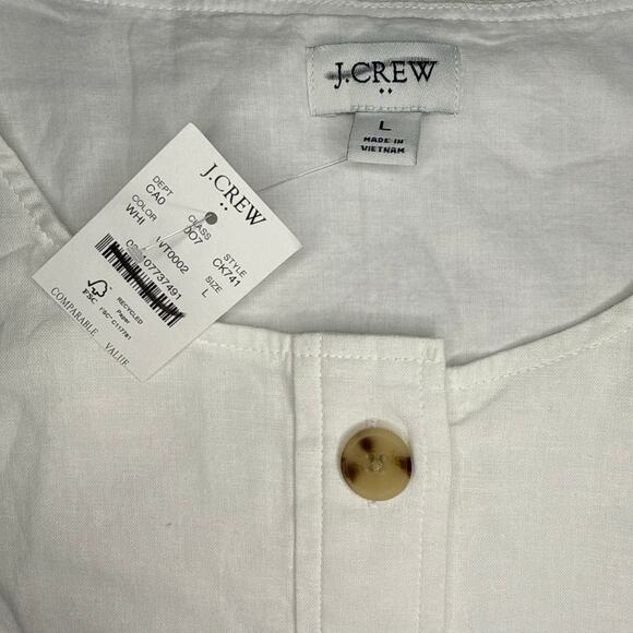 NWT J. Crew Linen-Blend Button-Front Shell Size L - Picture 6 of 7